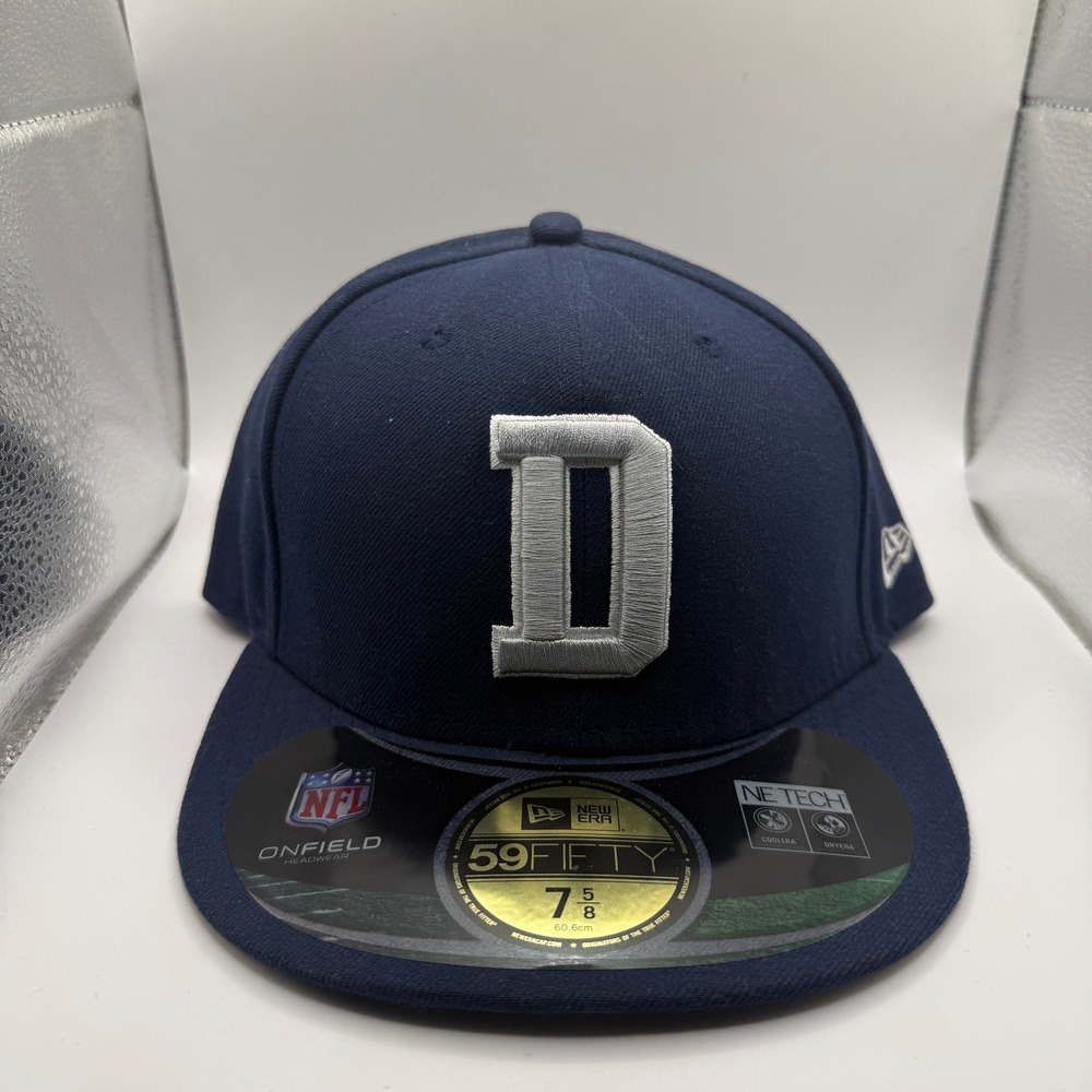 New Era 59FIFTY NFL On Field Dallas Cowboys Navy Blue Silver Hat 7 5/8